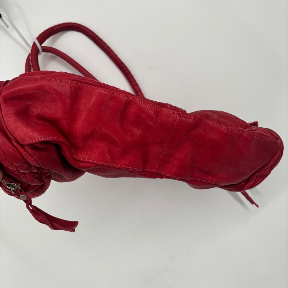 GAP Vintage 100% Cow Leather Multi-Pocket Shoulder Satchel Bag Red NWT - Picture 5 of 13